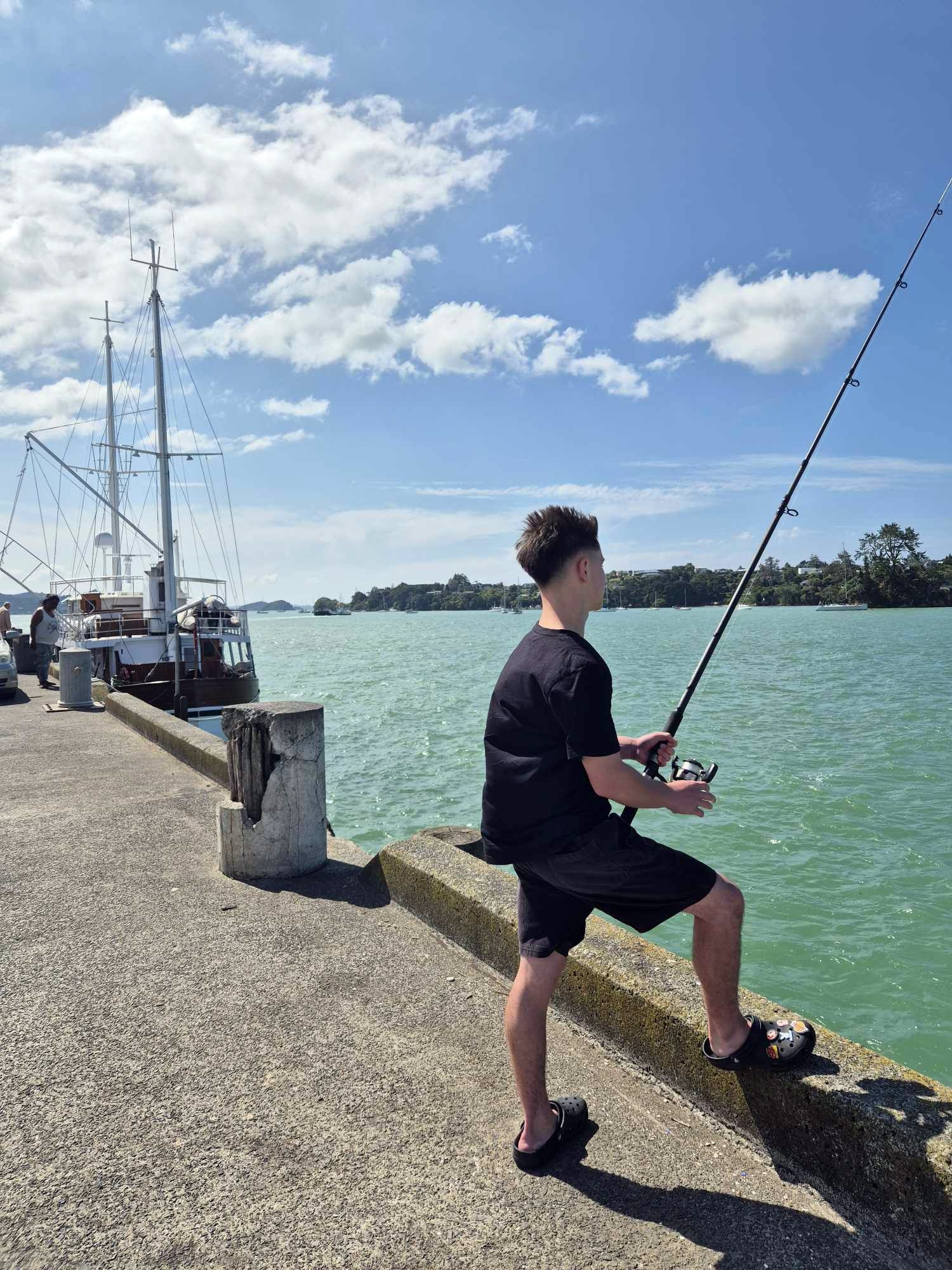 fishing at opua wharf